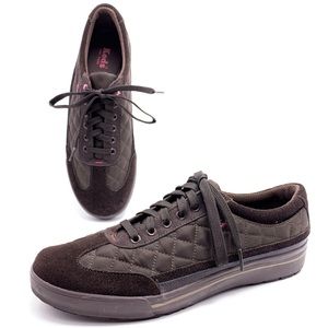 Keds Brown Suede Quilted Nylon Sneakers